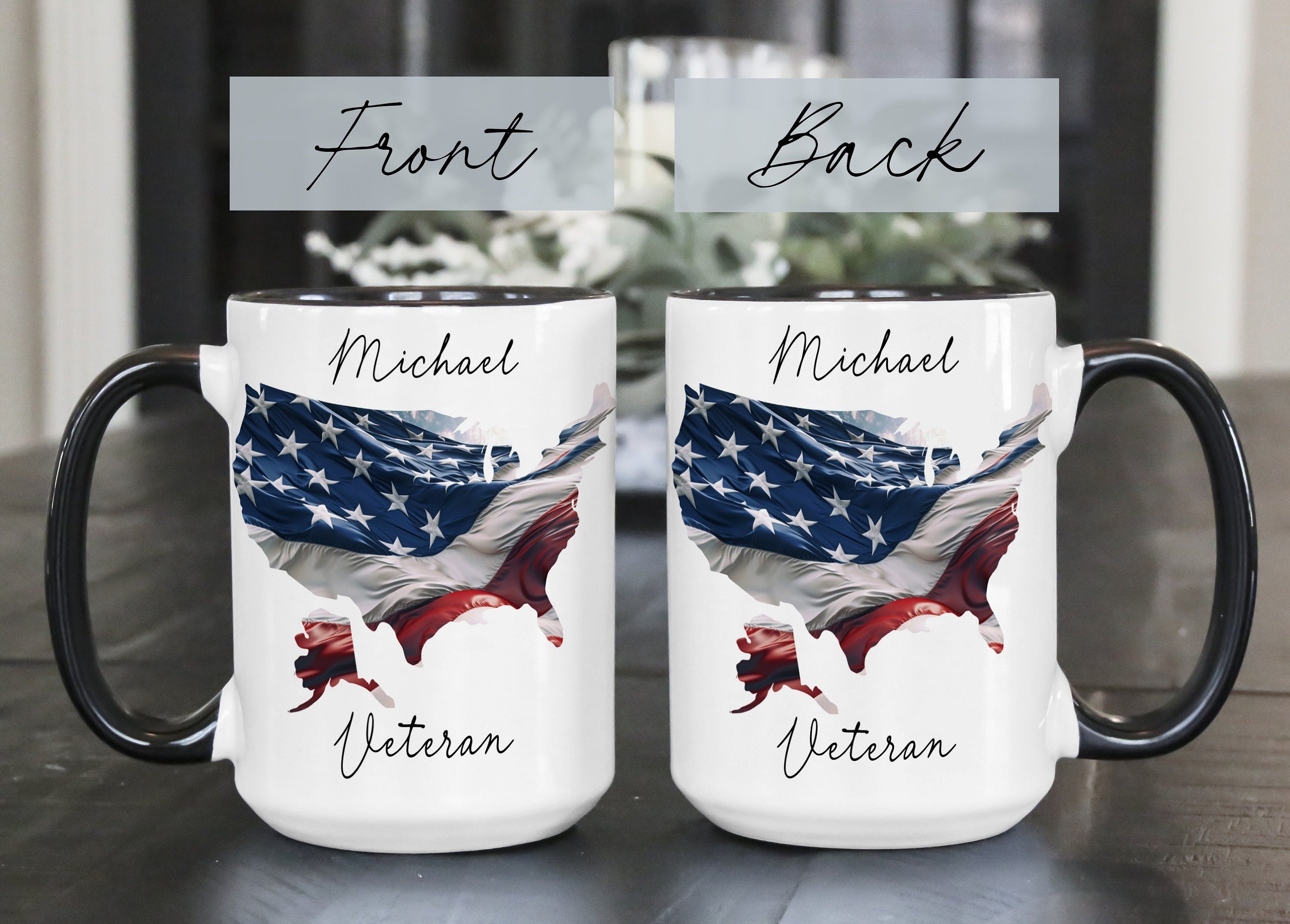 Personalized Veteran's Day Mug: American Flag Gift