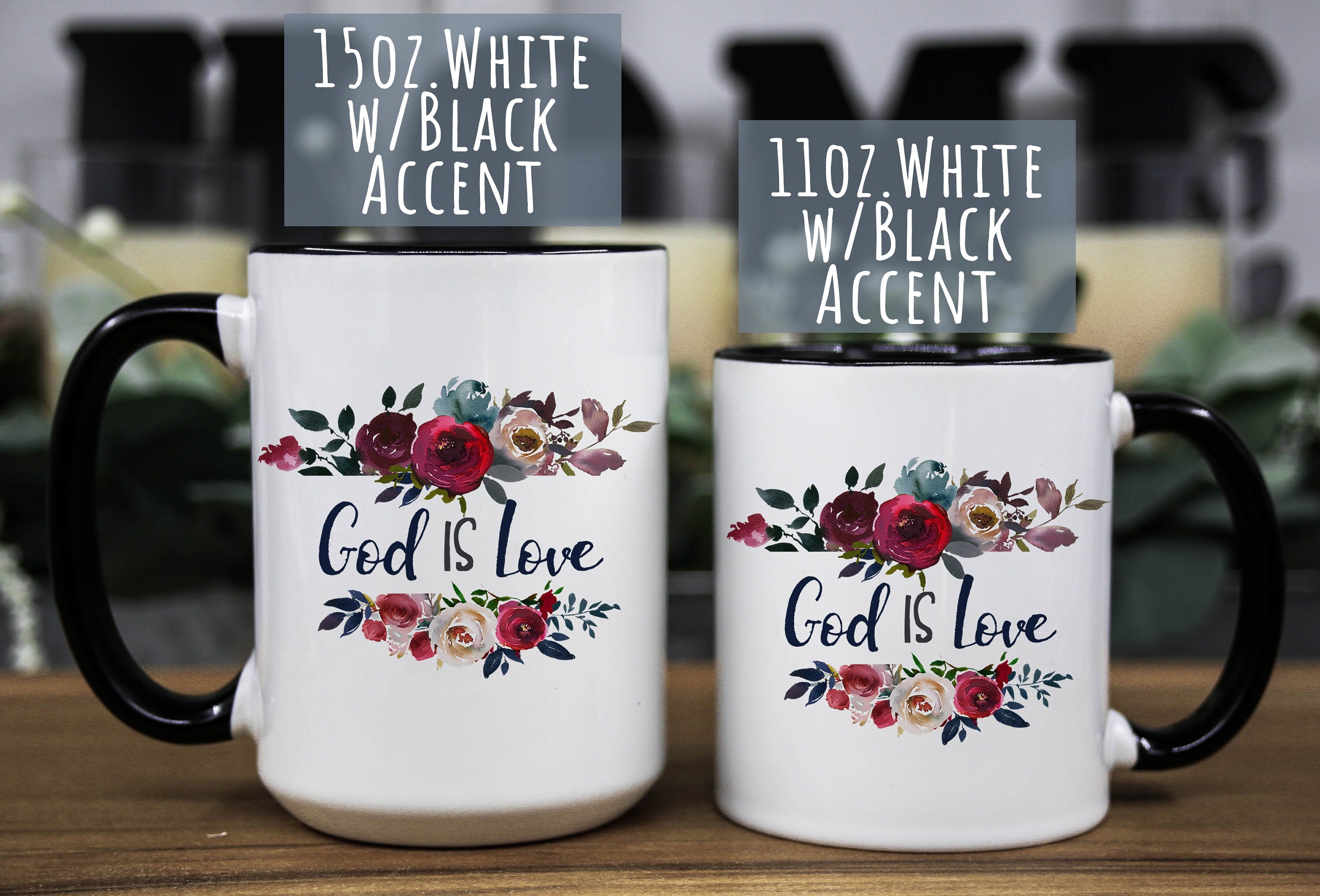 Floral 'God is Love' Coffee Mug - Inspirational Bible Quote