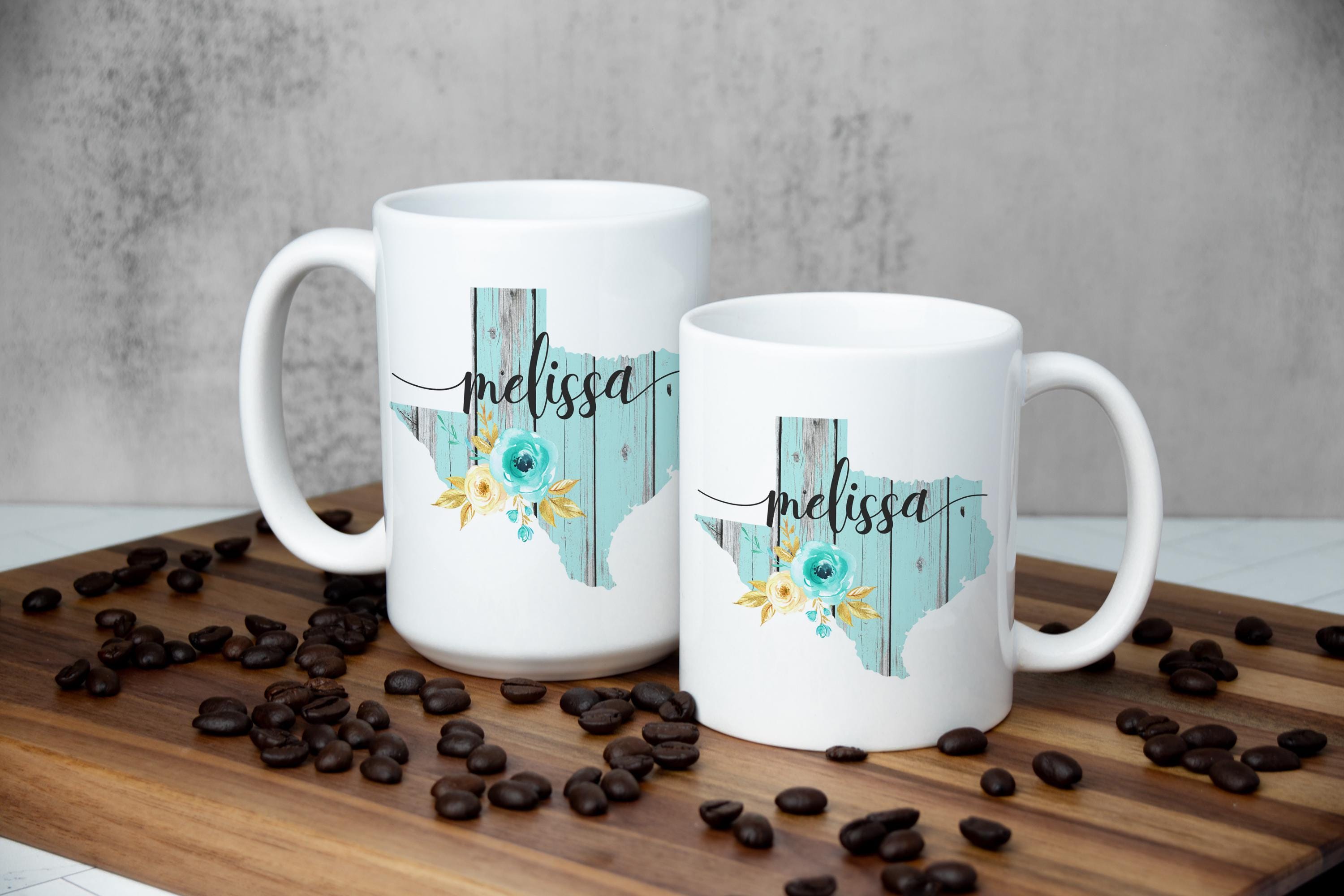 Personalized Texas Floral Coffee Mug: Custom Name Gift