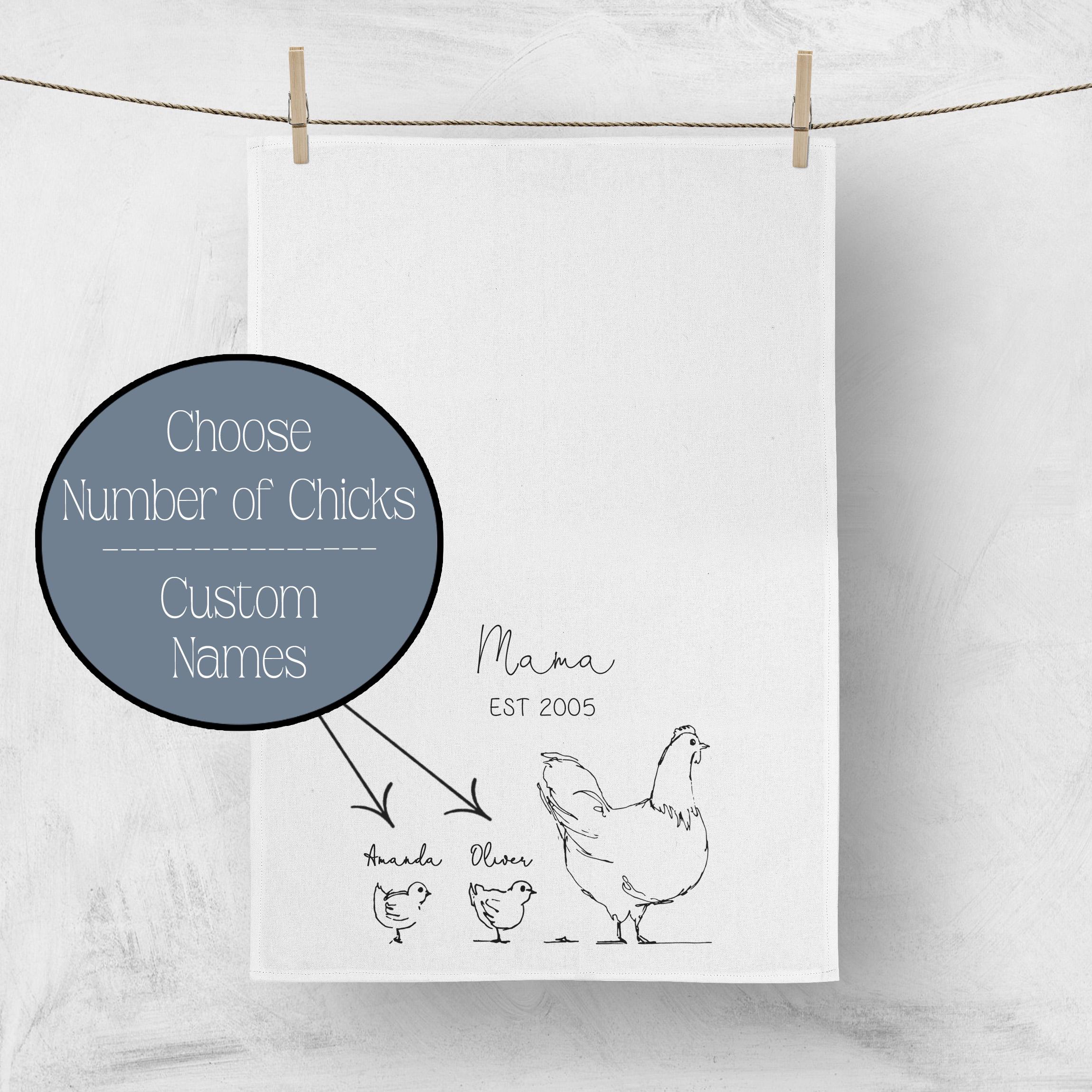 3-piece set Mom and kids Chicken hen Tea Towel, Special Mother's Day gift. Perfect Personalized Gift with custom options
