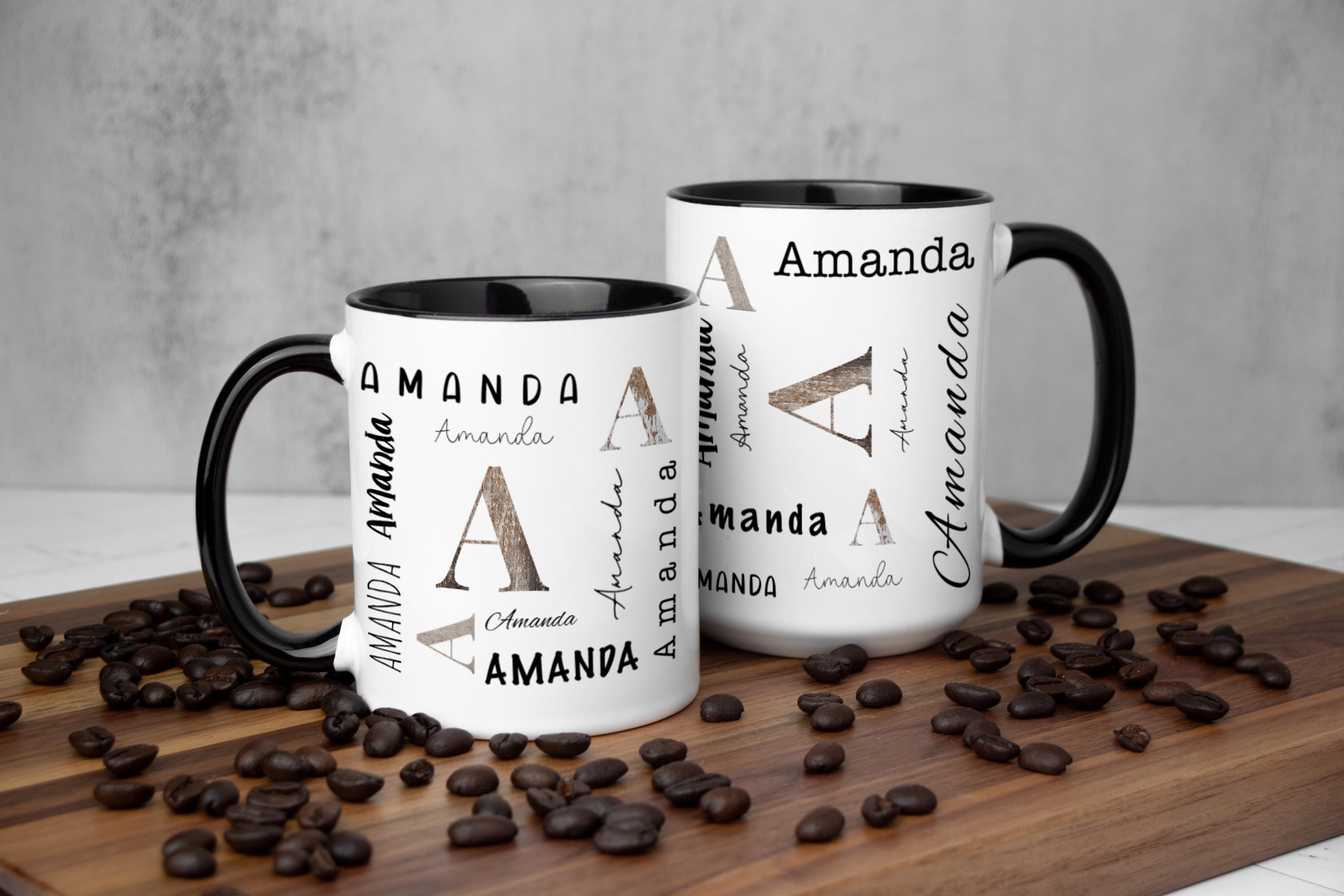 Rustic Repeating Monogram Coffee Mug: Personalized Farmhouse Decor