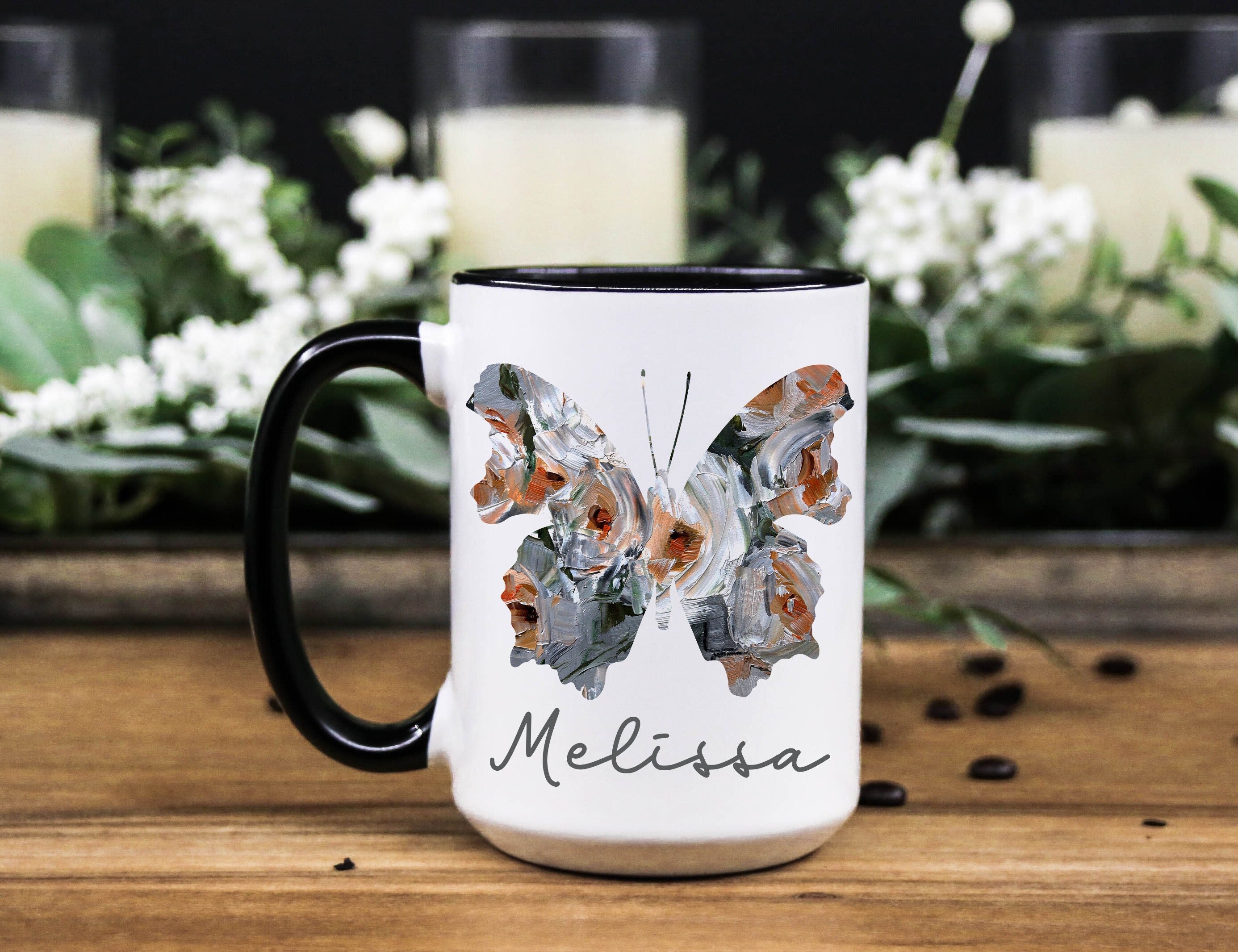 Personalized Butterfly Coffee Mug: Custom Name Gift, Multiple Sizes & Colors Available (Giftbox included)