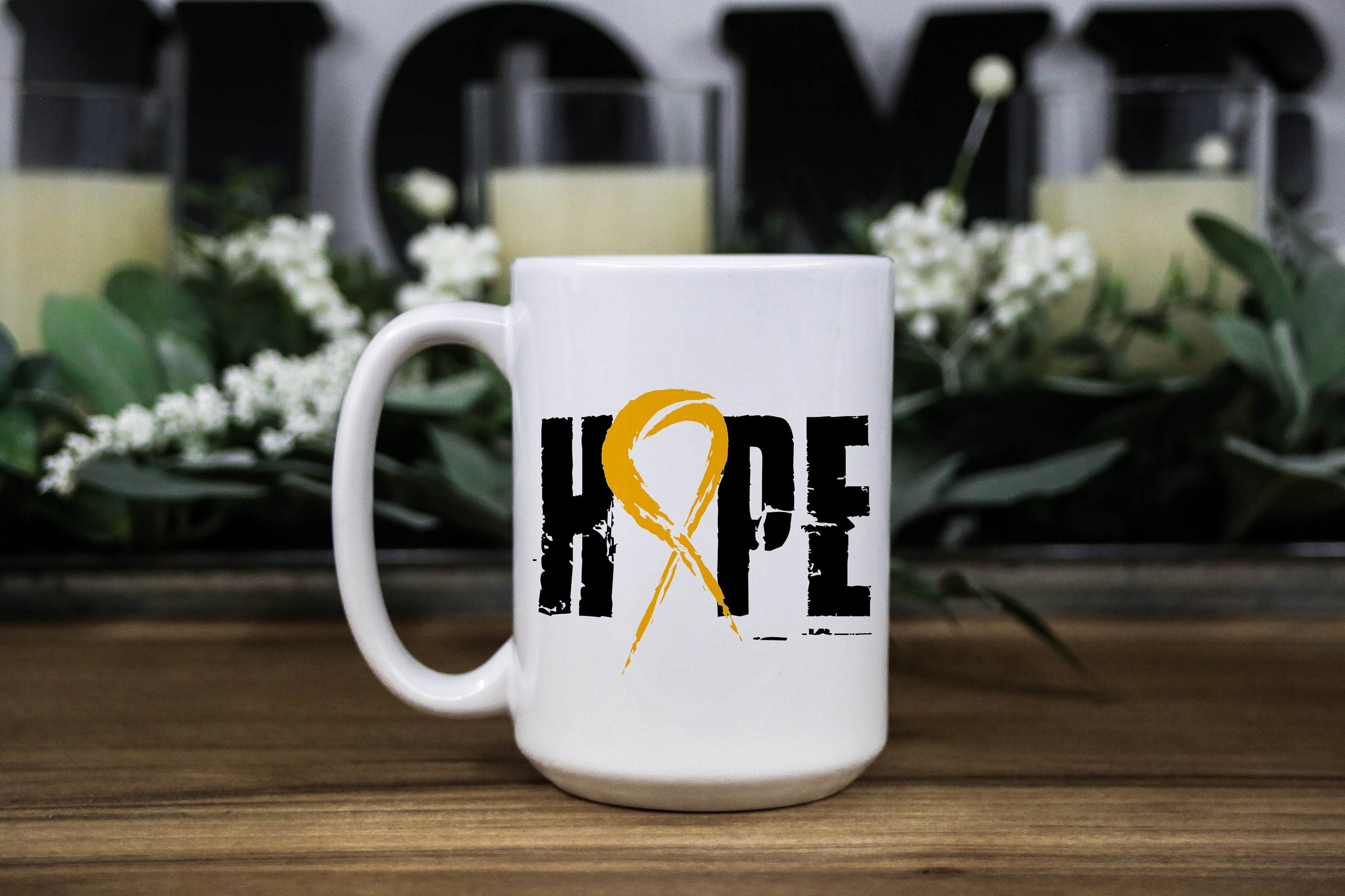 Spina Bifida Awareness Coffee Mug: "Hope" Ribbon, Special Needs Gift