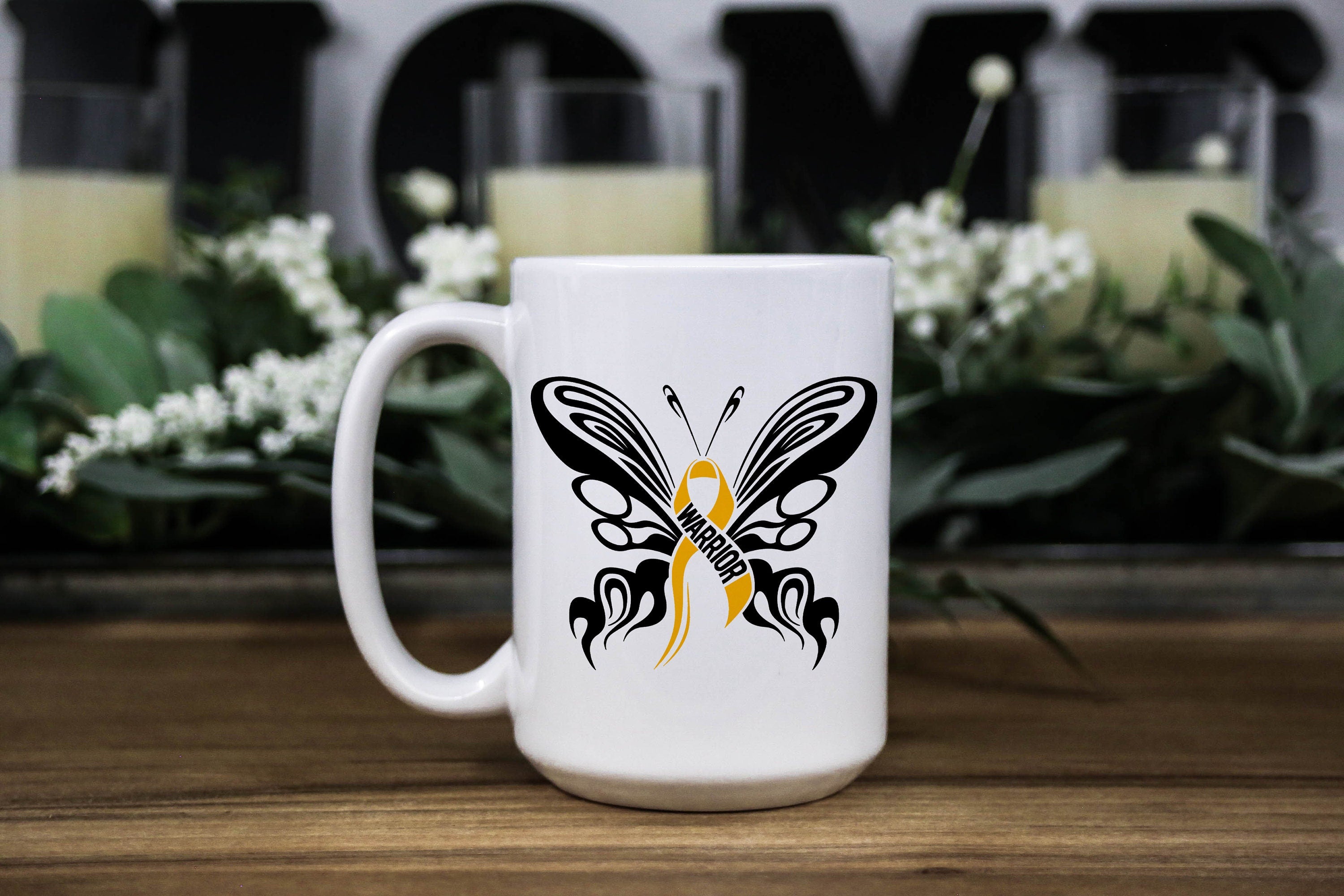 Spina Bifida Awareness Coffee Mug: Butterfly Design, Special Needs Mom Gift