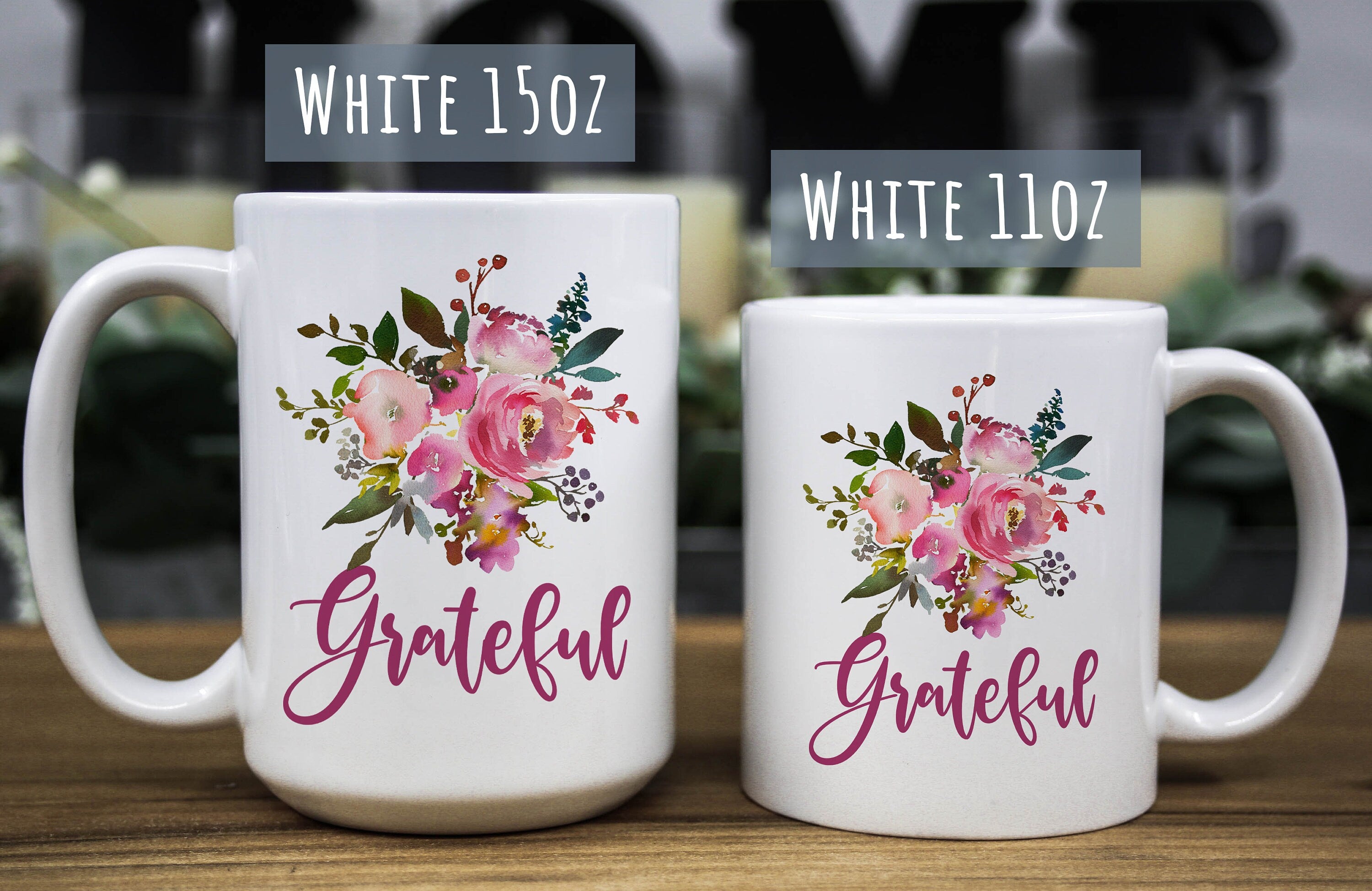 Grateful Pink Floral Coffee Mug: Inspirational Religious Gift