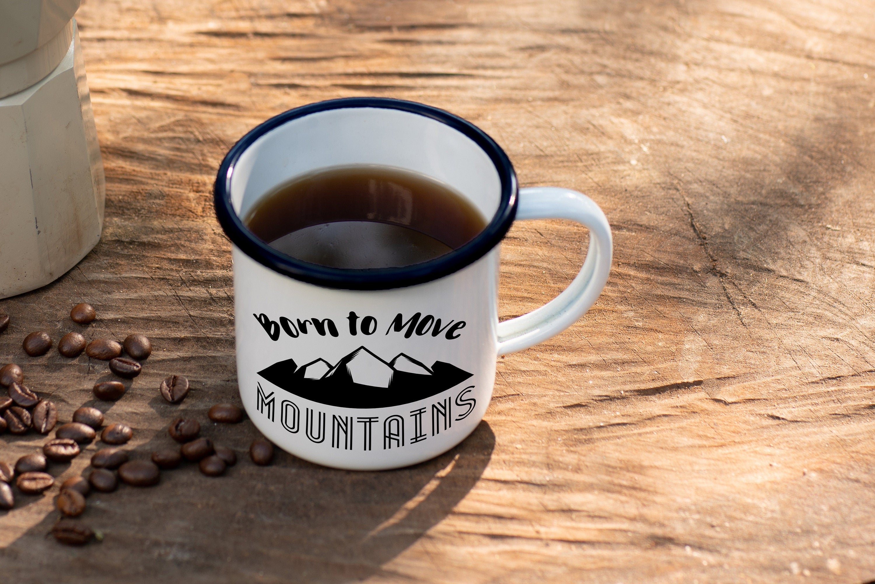 Born to Move Mountains Camp Mug: Christian Enamel Mug
