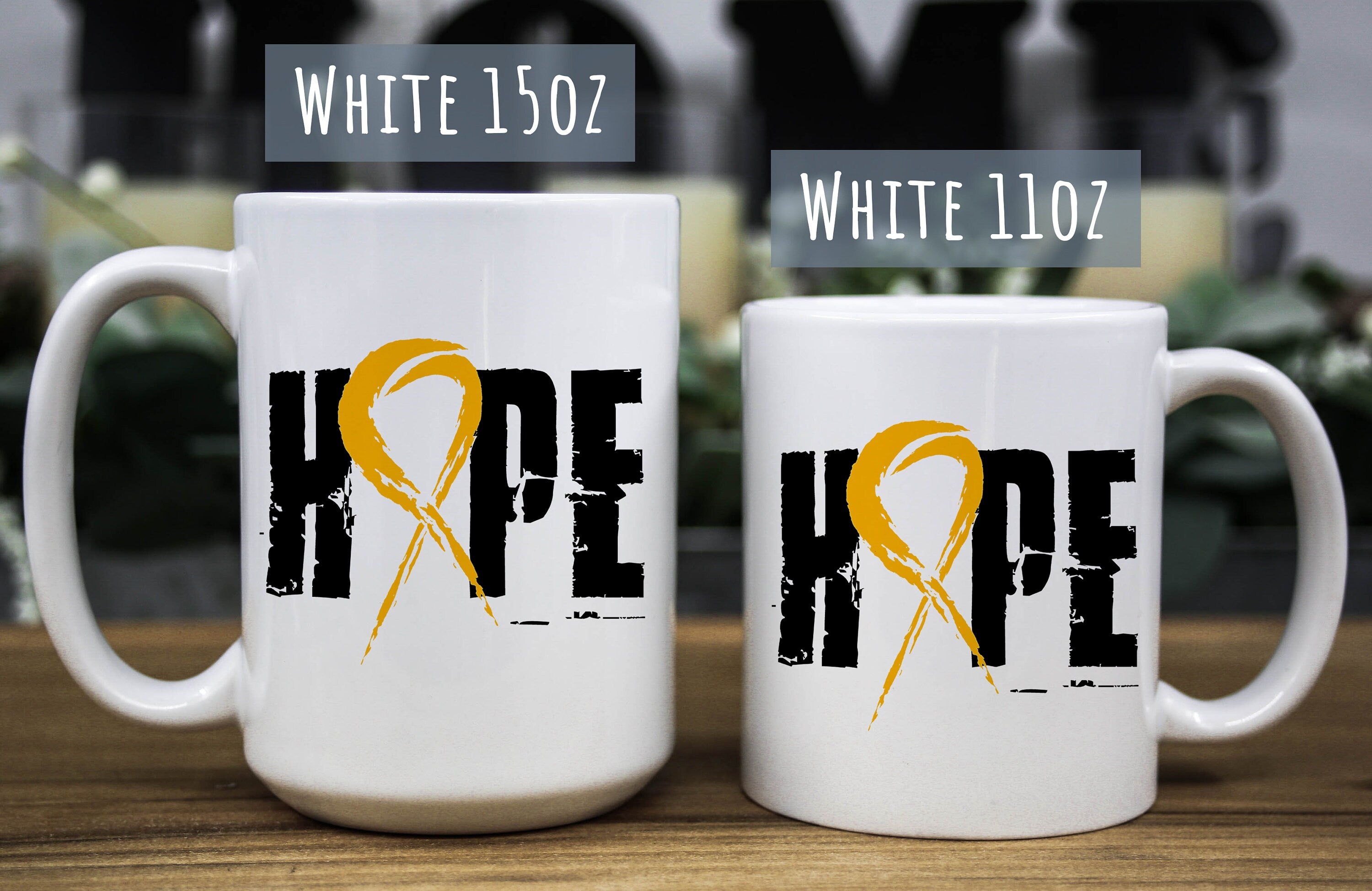 Spina Bifida Awareness Coffee Mug: "Hope" Ribbon, Special Needs Gift