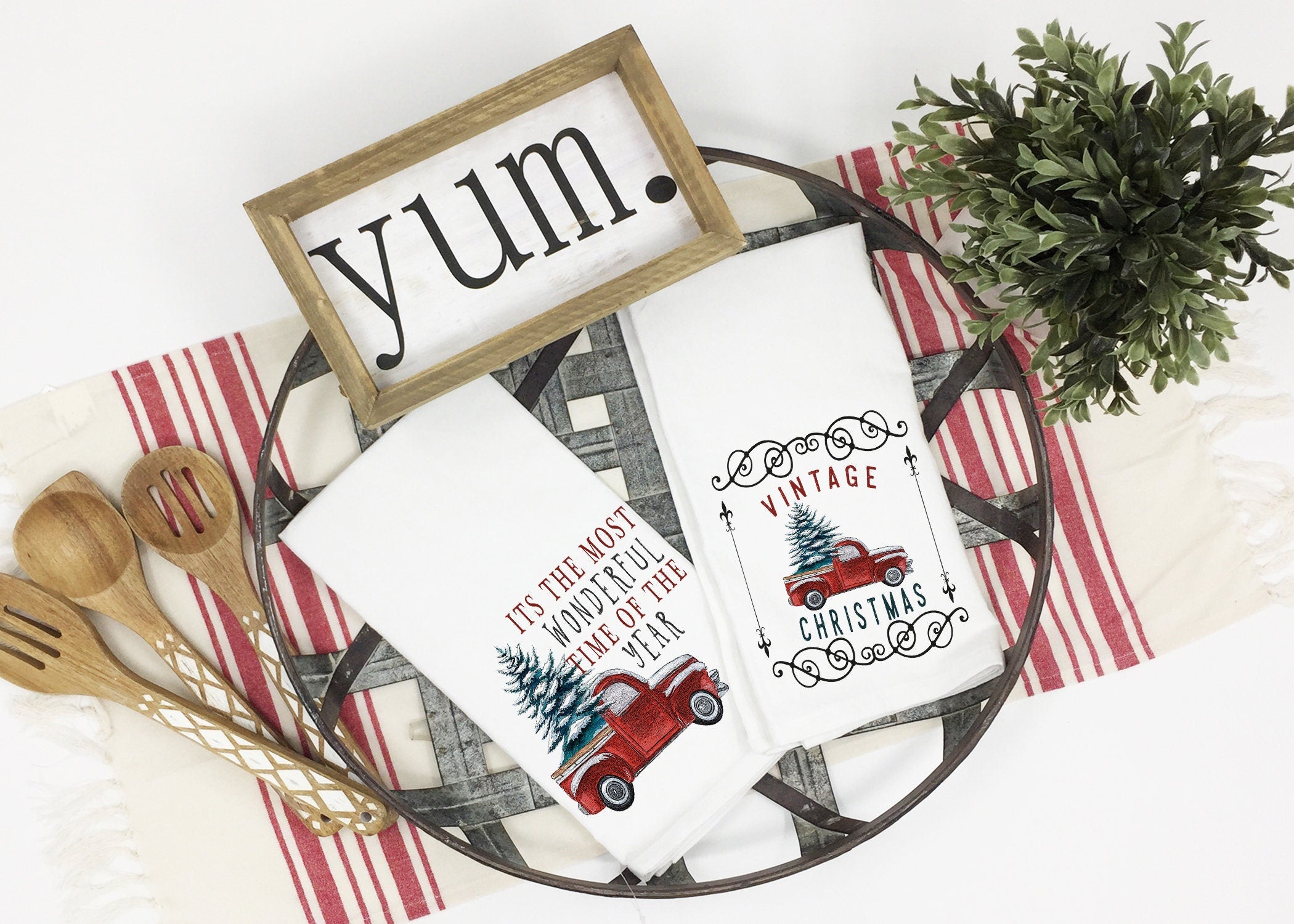 TWO Christmas Tea Towel Set, Holiday Kitchen Towel Set, Funny Kitchen Towel, Dish Towels, Hanging Kitchen Towels, Hand Towel