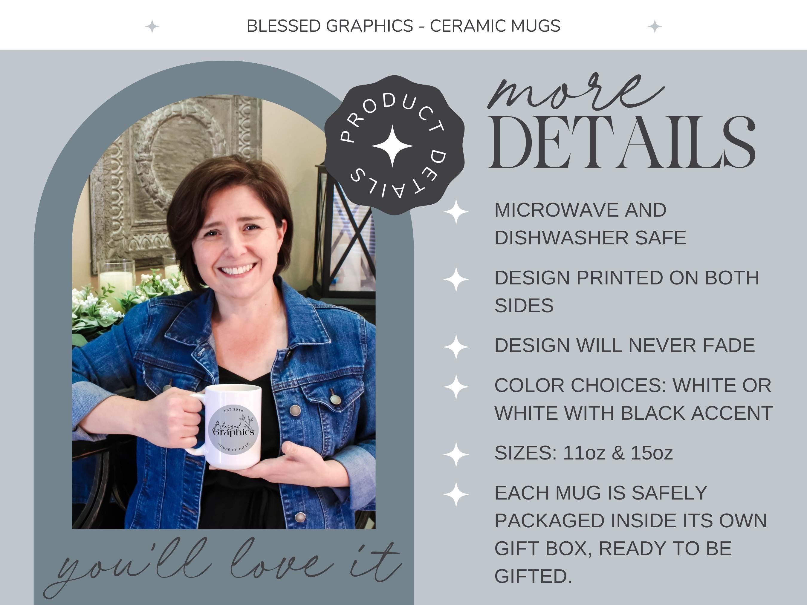 Personalized Floral Watercolor Ceramic Mug, Blue Sage Botanical designed Cup, Gift for Her