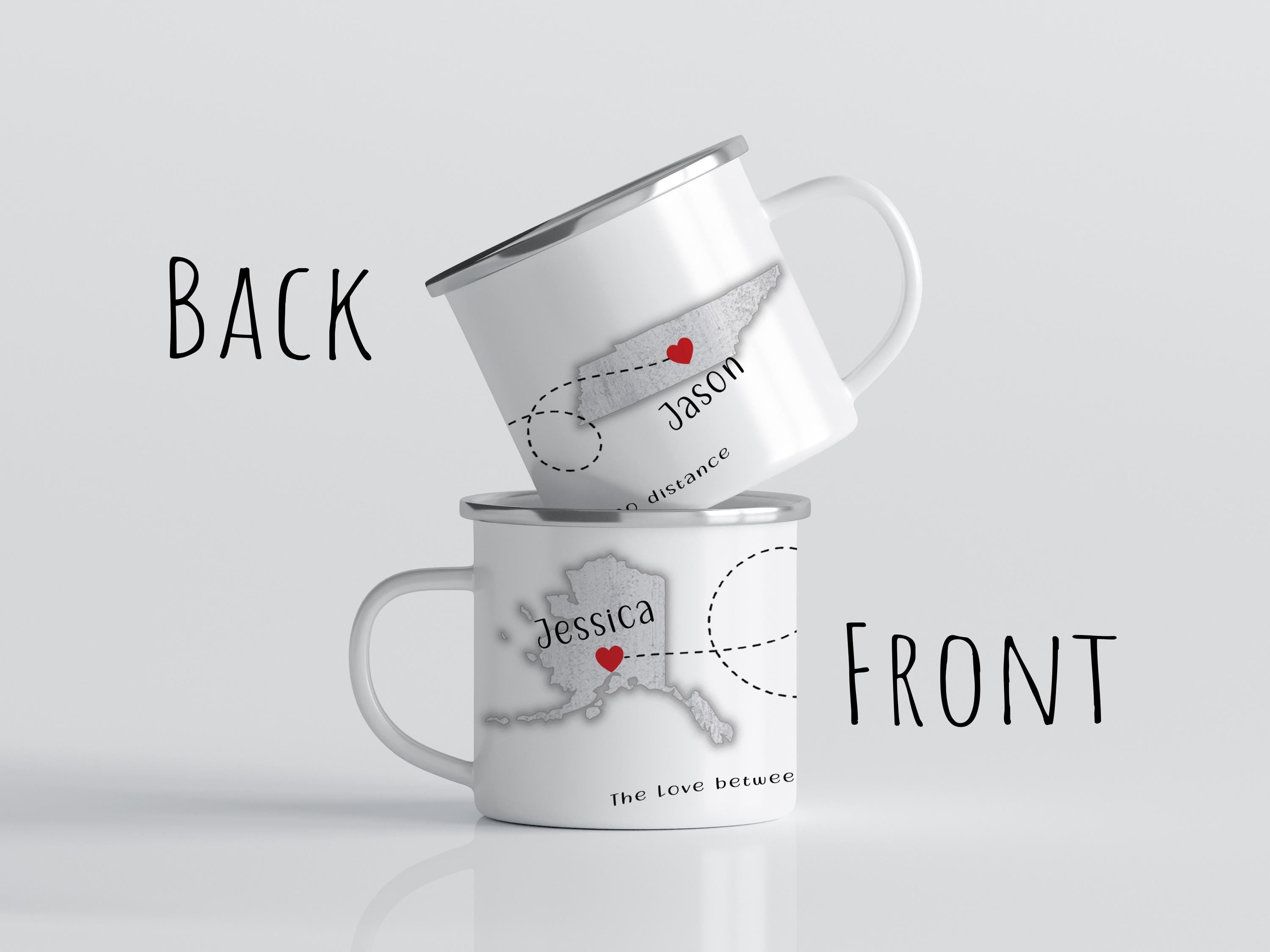 Personalized Two State Camp Mug: Long Distance Friendship Gift