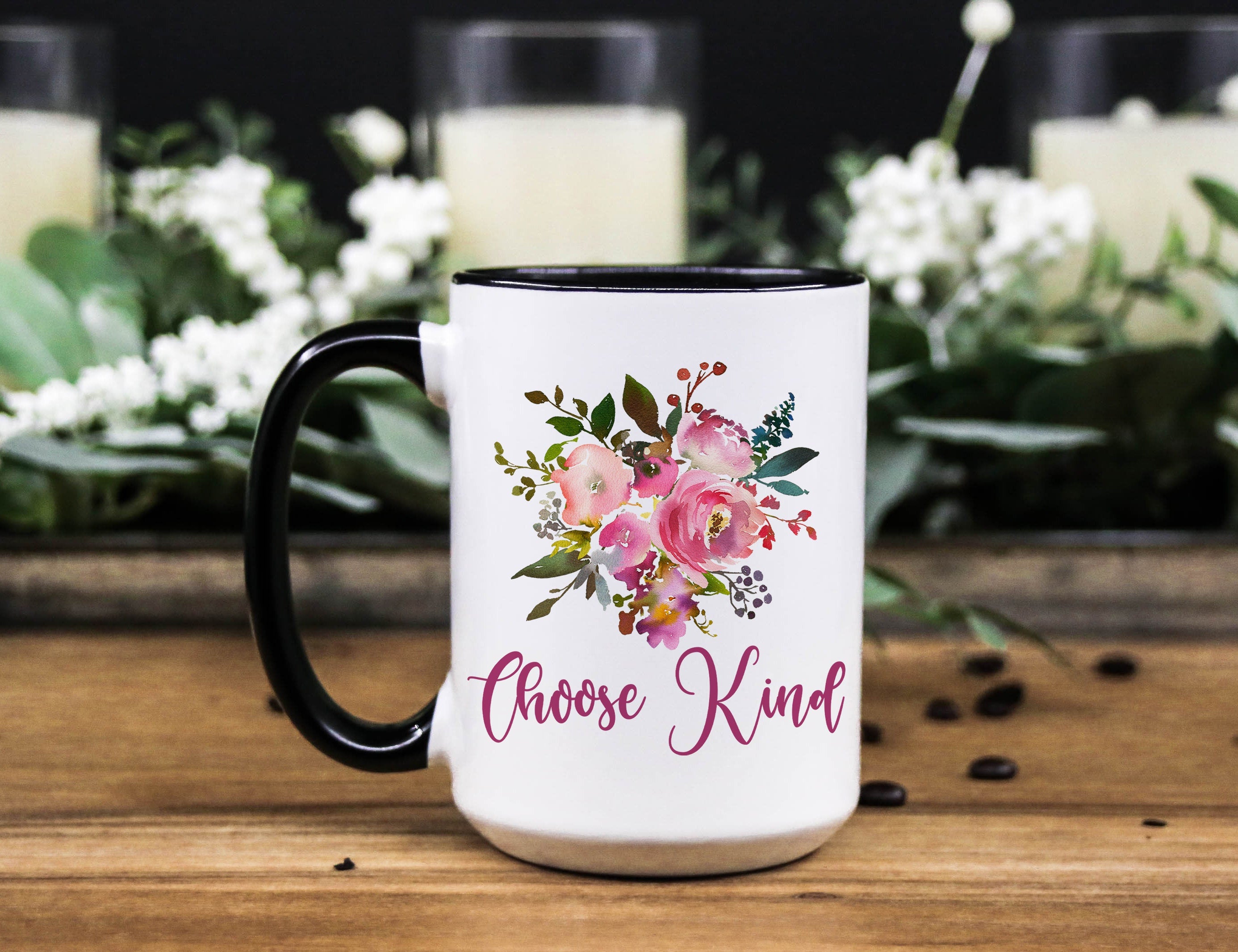 Choose Kind Floral Coffee Mug: Inspirational Religious Gift