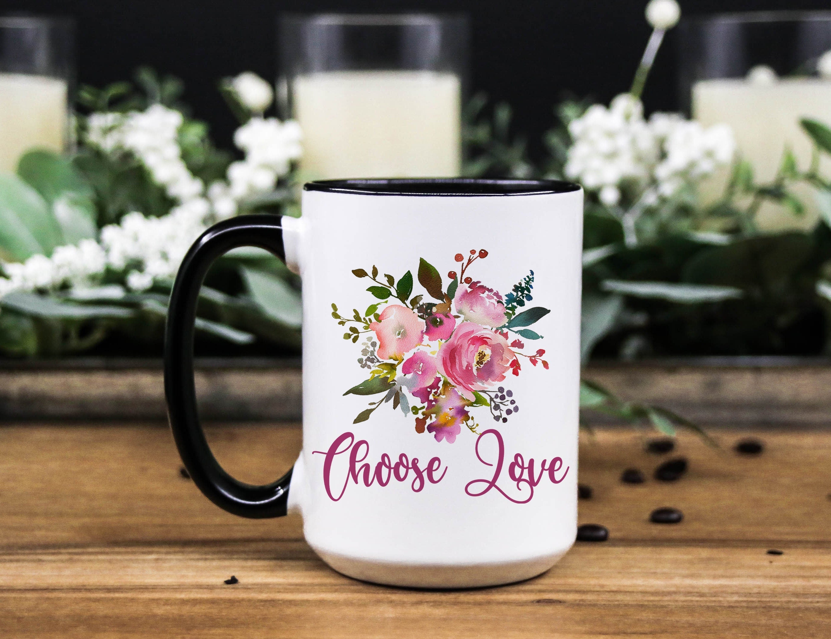 Choose Love Floral Coffee Mug: Inspirational Religious Gift