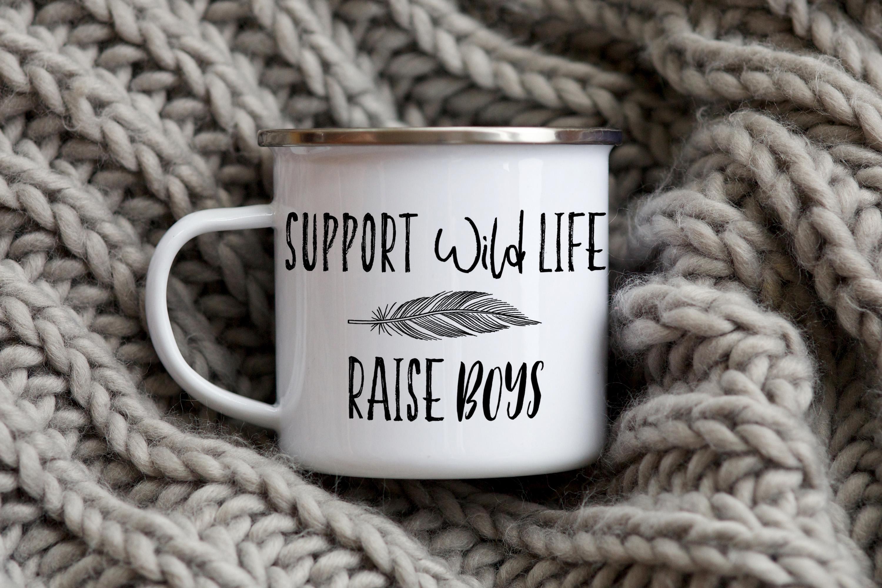 Support Wildlife, Raise Boys Enamel Camp Mug - Nature Lovers Gift