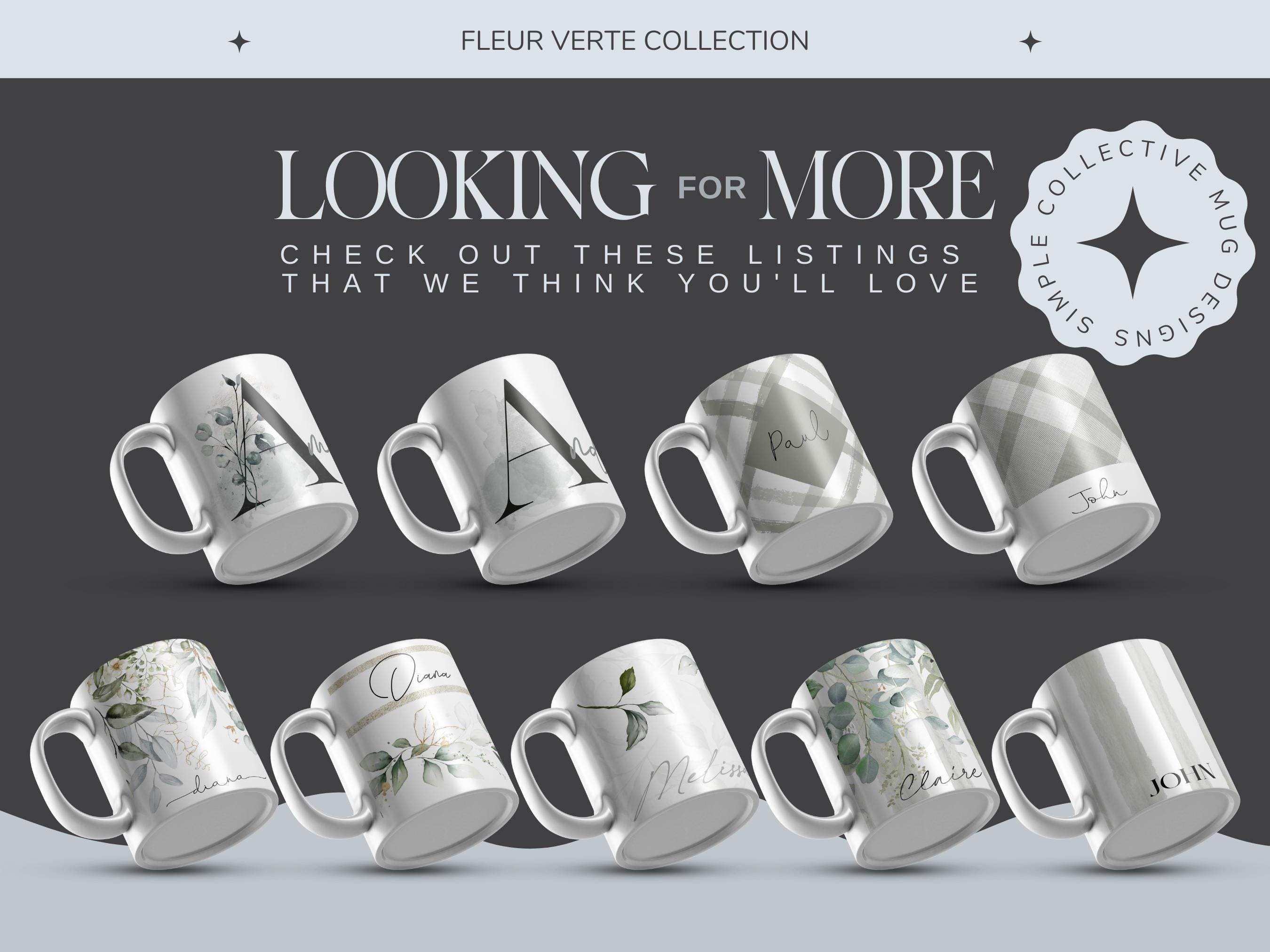 Personalized Greenery Mug: Elegant Nature-Inspired Coffee Cup, Multiple Sizes & Colors Available (Gift Box Included)