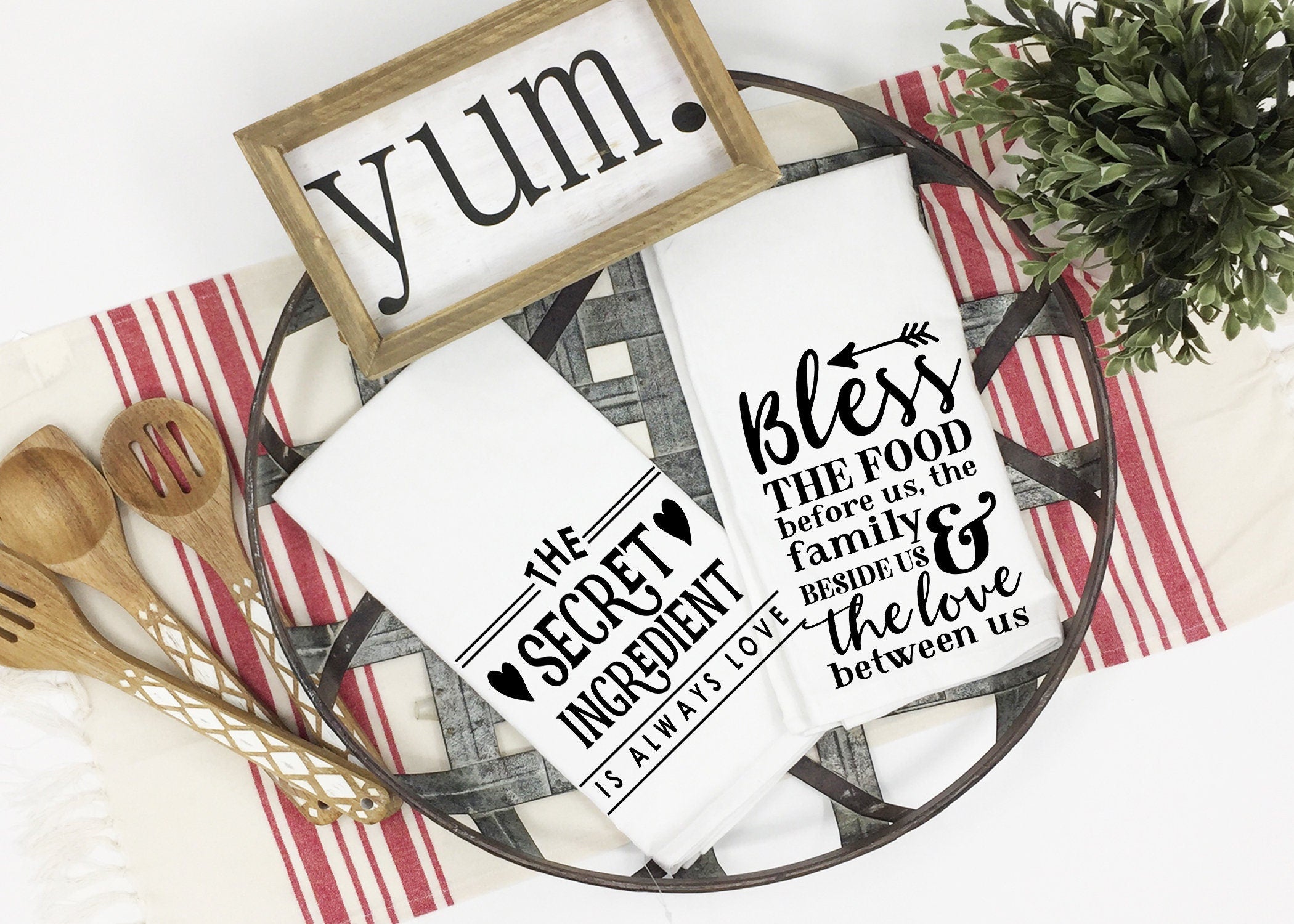 Tea Towel Set, Bless the Food Kitchen Towel Set, Funny Kitchen Towel, Dish Towels, Hanging Kitchen Towel, Hand Towel, Tea Towel Gift for her