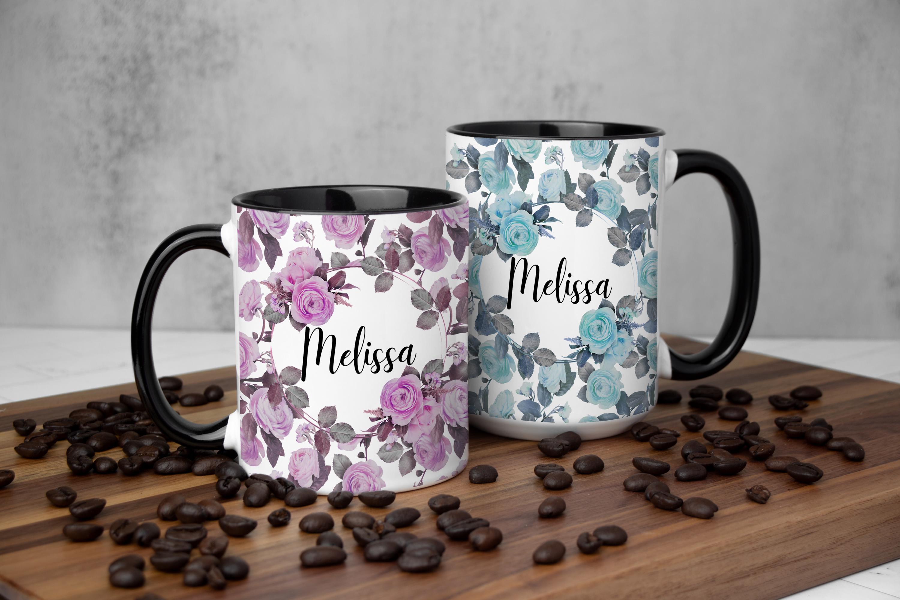 Personalized Mug for women - Floral mug - Custom gift mug for her - Name Mug for girls - Name mom mug - Birthday gift mug for women -Mom Mug