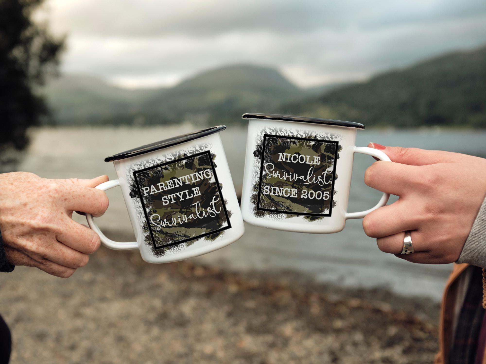 Survivalist Parenting Camo Camping Mug - Funny Mom/Dad Gift