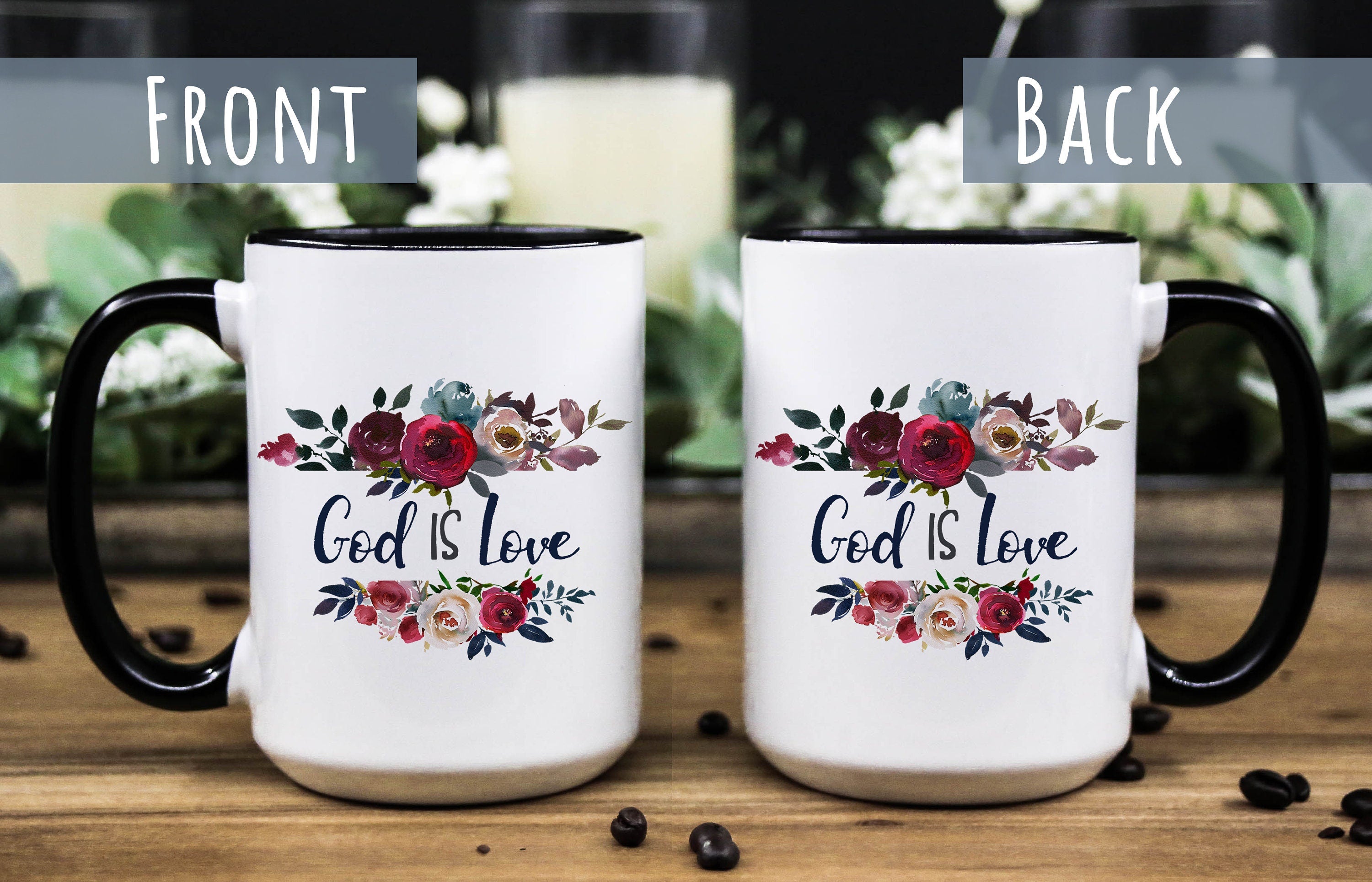 Floral 'God is Love' Coffee Mug - Inspirational Bible Quote