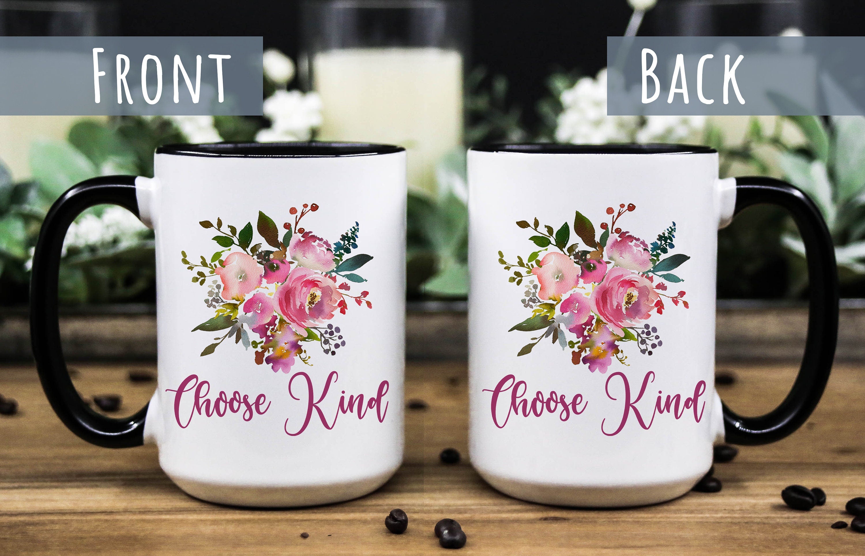 Choose Kind Floral Coffee Mug: Inspirational Religious Gift