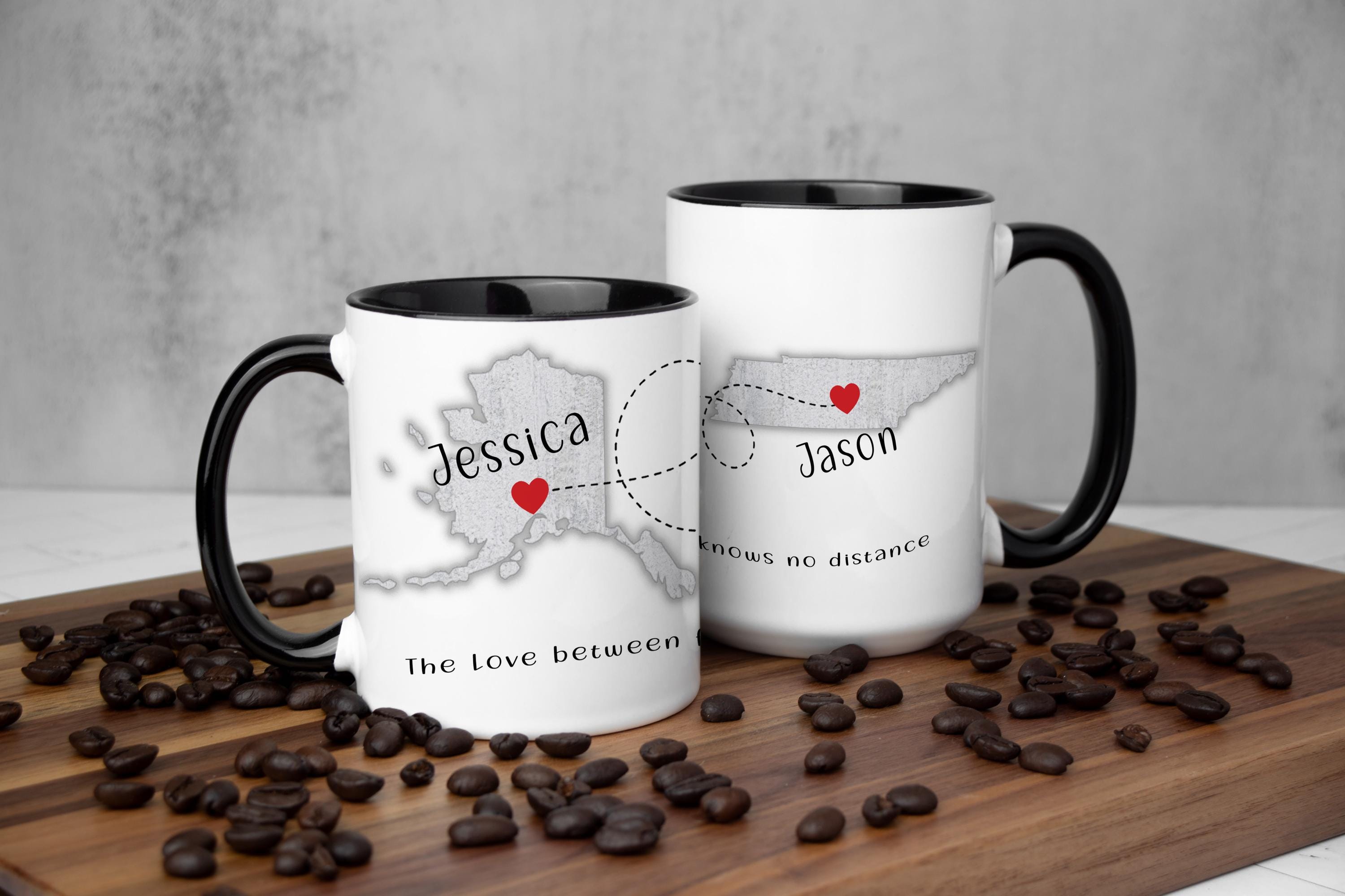 Personalized State Mug: Long Distance Relationship Gift, Multiple Sizes & Colors Available (Gift Box Included)