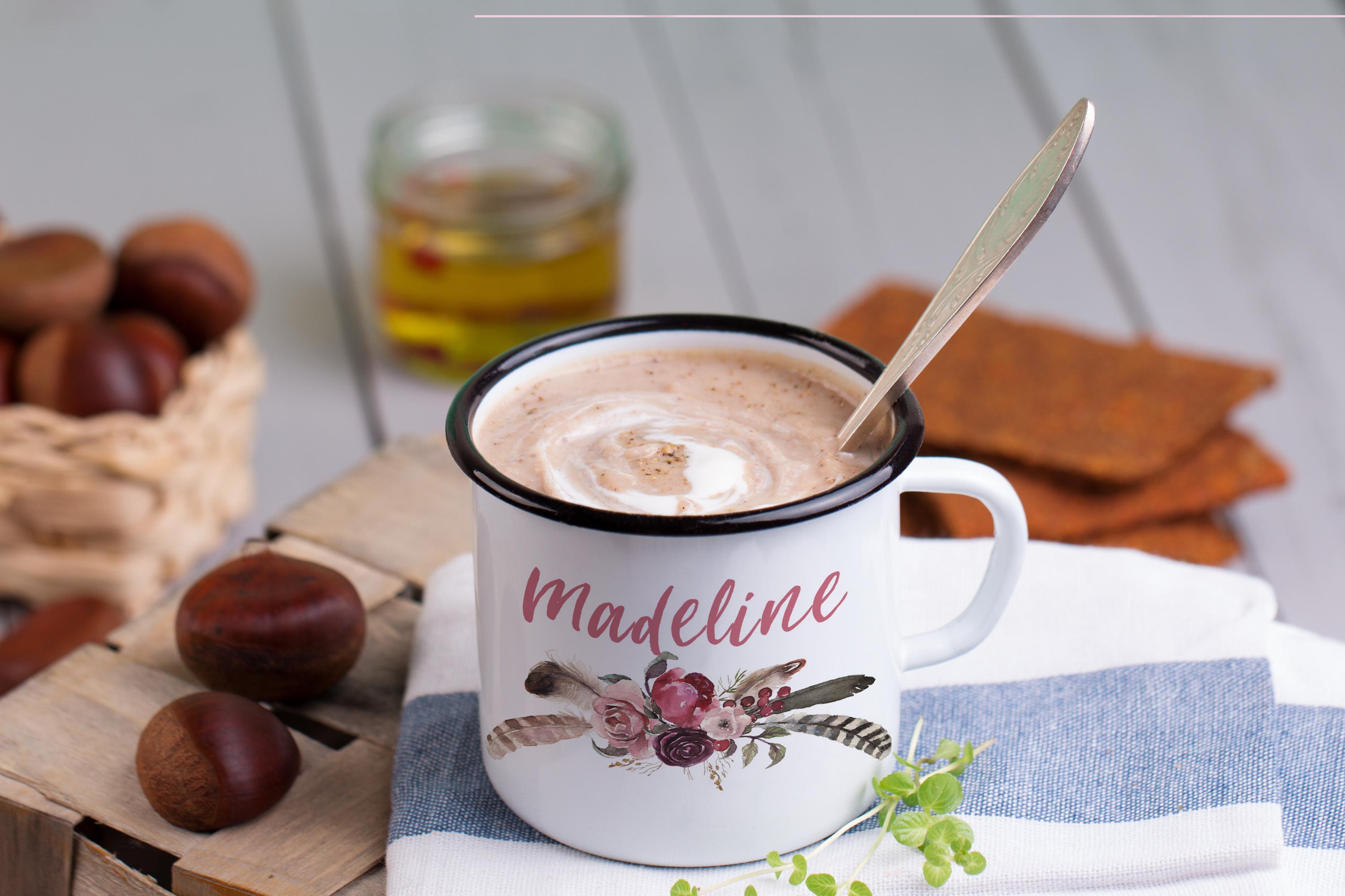 Personalized Boho Floral Enamel Camping Mug - Outdoor Gift, Multiple Sizes & Colors Available