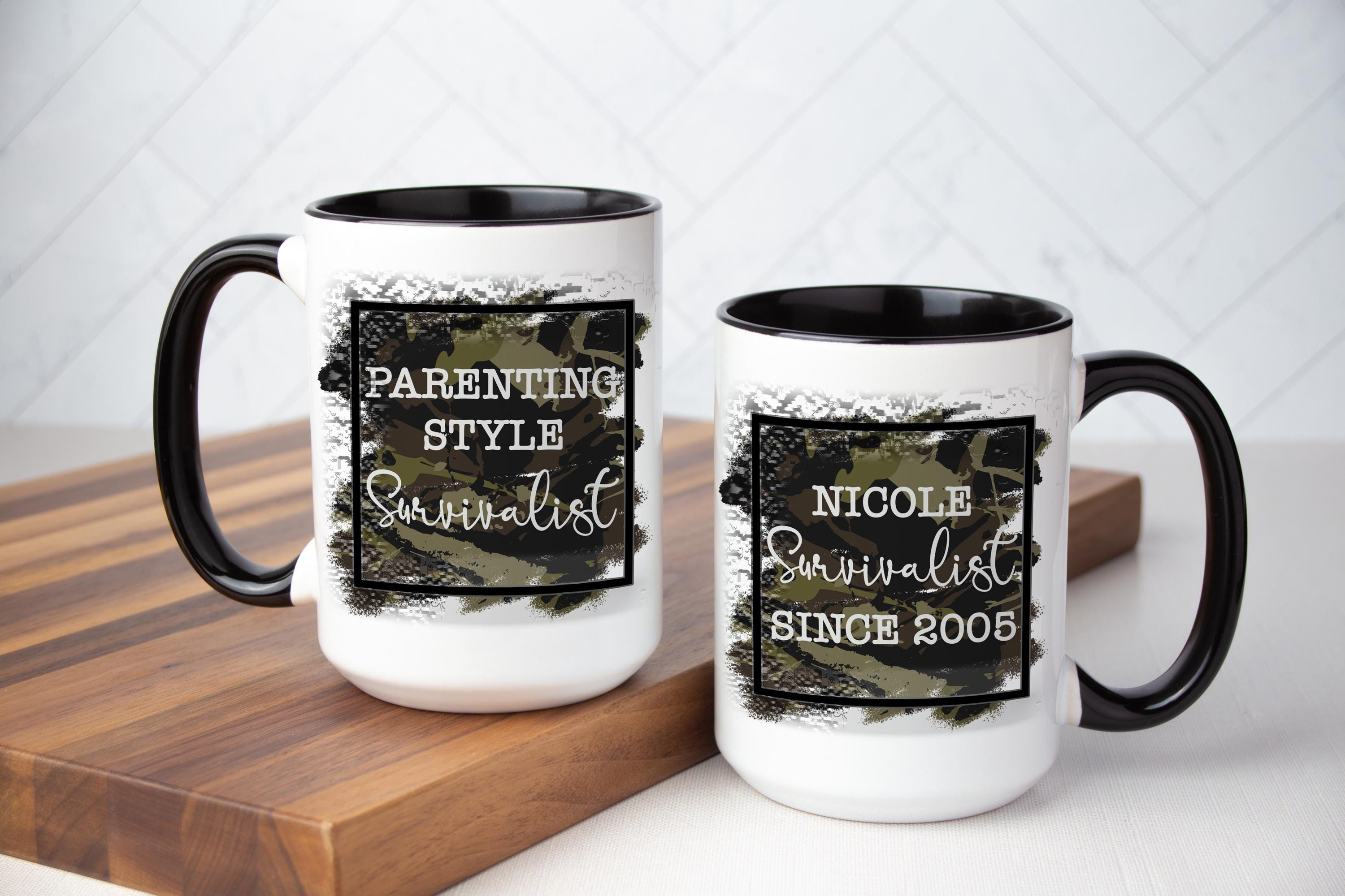 Personalized Parenting Survivalist Mug: Funny Camo Coffee Gift