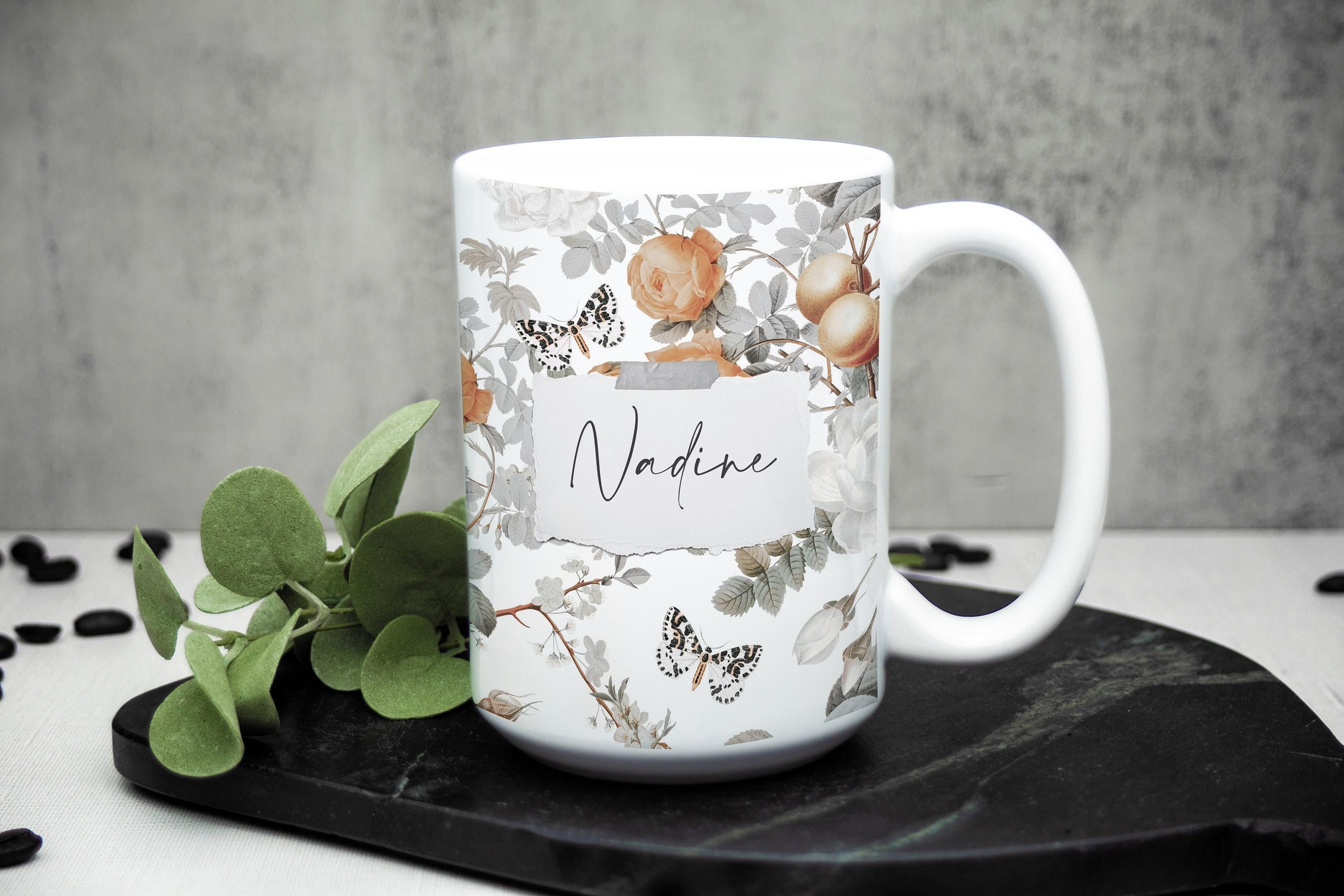 Personalized Mug for Women & Girls, Custom Name Mug, Floral Coffee Mug, Personalized Gift for Her, Custom Gift Mug, Coffee Mug with Name