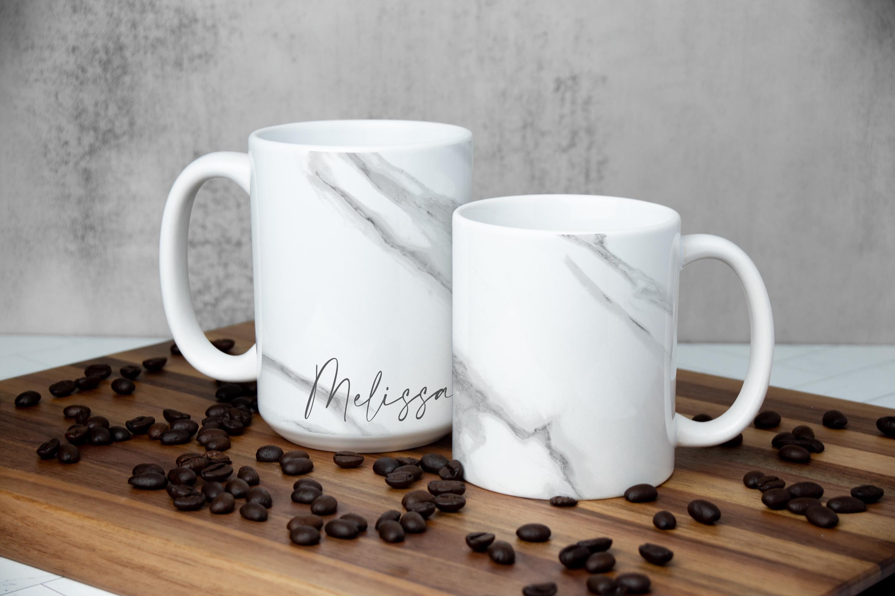 Personalized Marble-Effect Coffee Mug: Custom Name Ceramic Drinkware