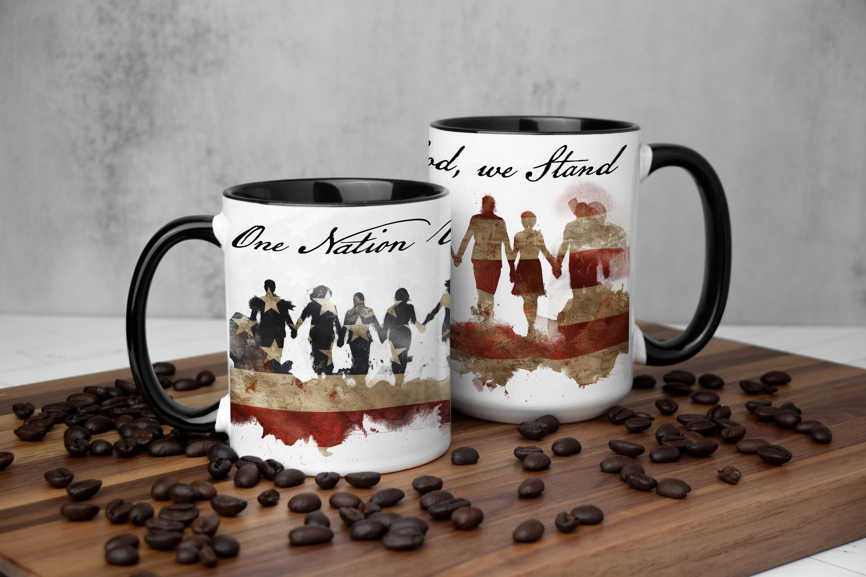 Patriotic American Flag Ceramic Mug: One Nation Under God