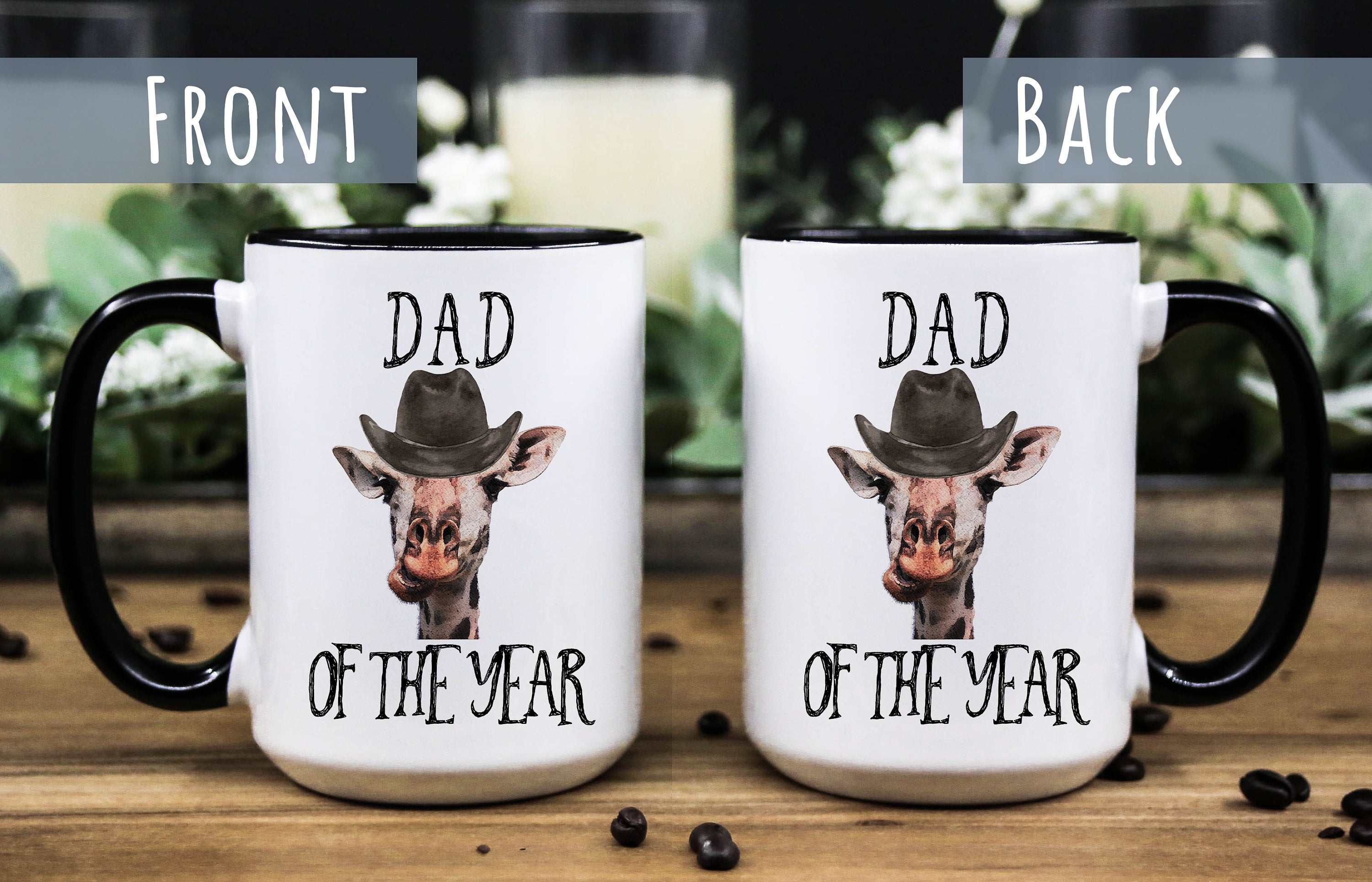 Dad of the year Mug - Giraffe Coffee Mug - Funny ceramic mug for Dad - Unique mug for Dad - Father's day gift mug - Animal mug for Dad