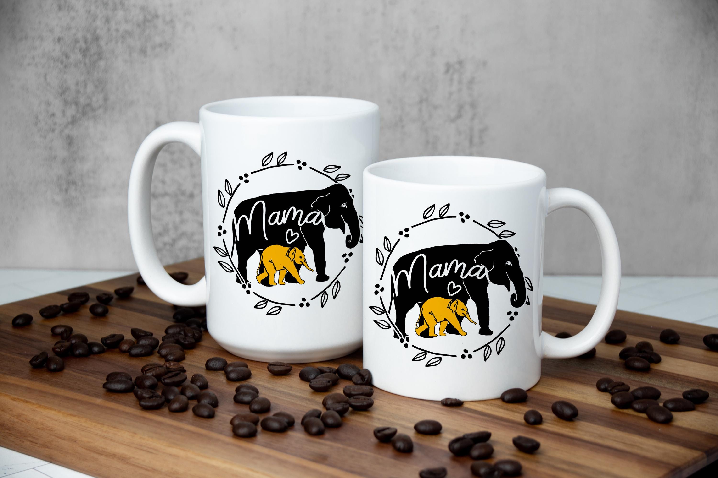 Spina Bifida Awareness Coffee Mug: Elephant Mama & Baby Design