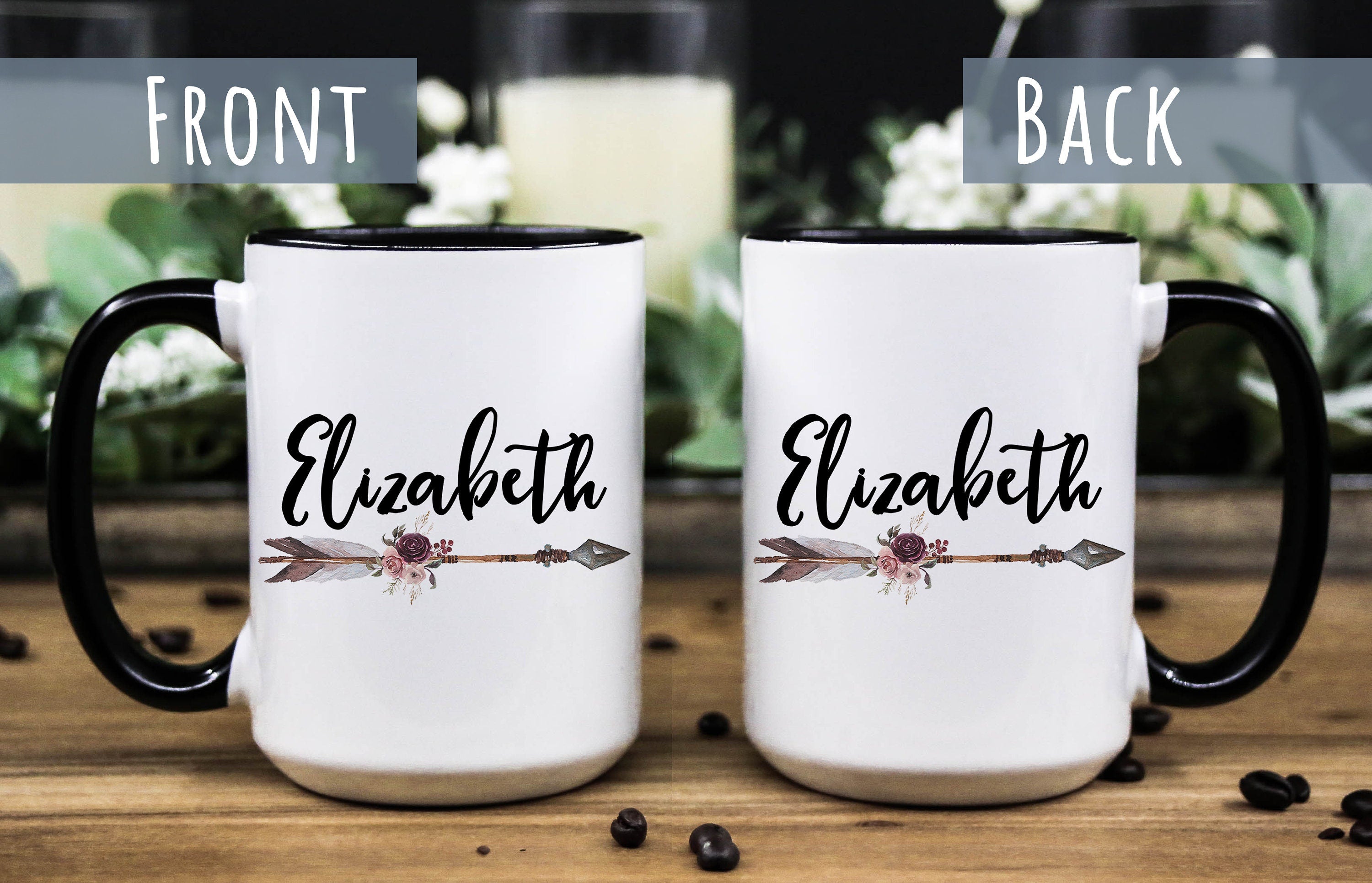Personalized Floral Name Mug: Custom Birthday Gift