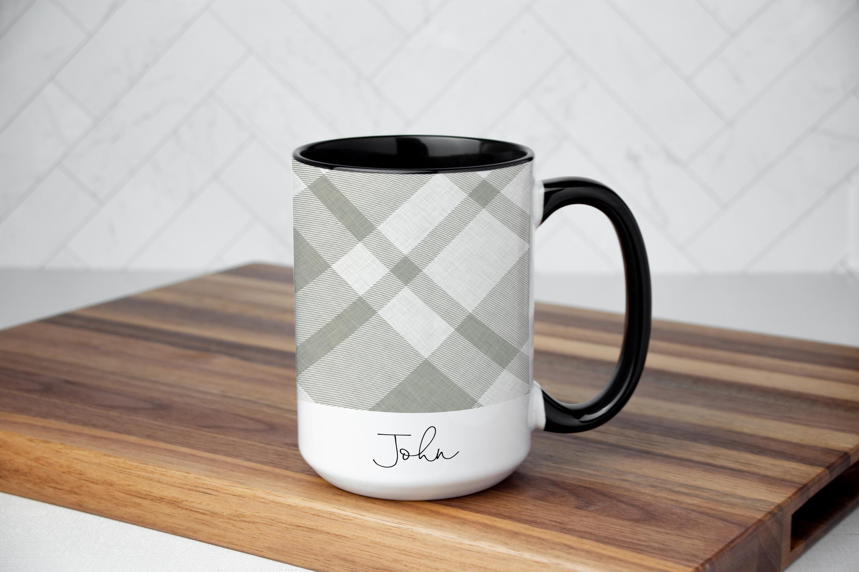Personalized Plaid Mug for Men: Nature Lover Gift Multiple Sizes & Colors Available (Giftbox Included)